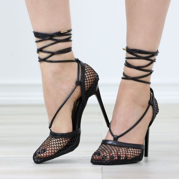 Fishnet Black High Heels - Picture 10 of 12